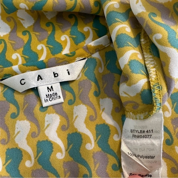 CAbi #411 Seahorse Cami Blouse Tank Top Blouse Green Ivory Turquoise Adj Straps - Picture 9 of 10